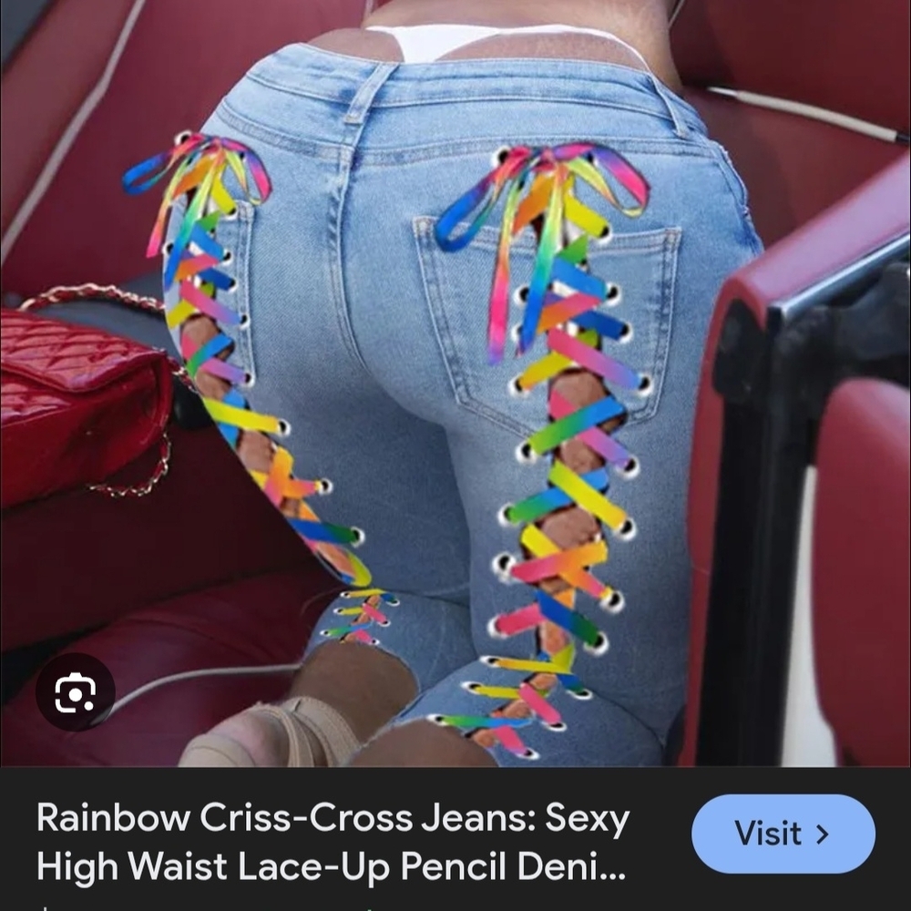 Colorful Lace-Up Women's Jeans
